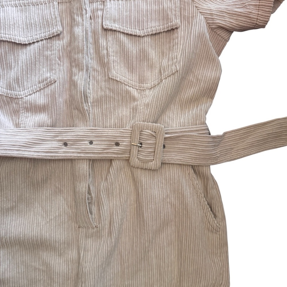 Le Lis Cream Belted Corduroy Jumpsuit, New With Tags, Size Large, Fall Outfit - Picture 4 of 11